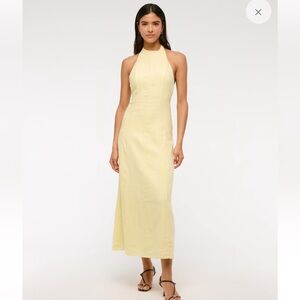 NWT Abercrombie & Fitch Yellow Halter Maxi Cotton Dess